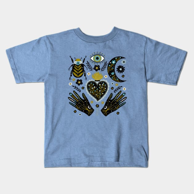 Magical Floral Talismans Art Kids T-Shirt by BexMorleyArt